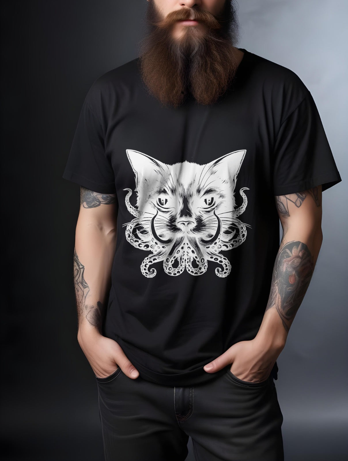 T-shirt chat poulpe