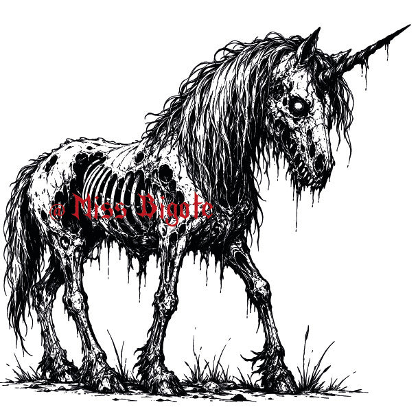 Illustration Licorne zombie