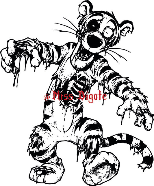 Illustration tigrou zombie